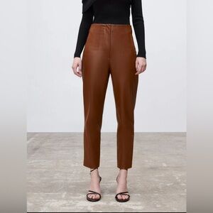 Zara Brown Faux Leather Pants Size S high waisted